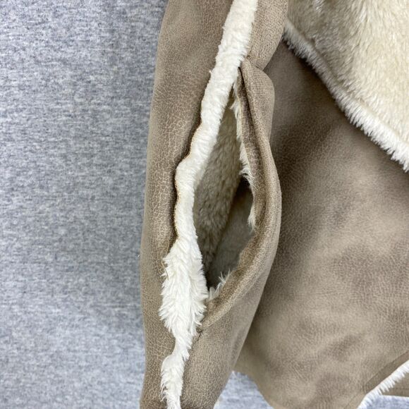 Have Vest Womens Medium Tan Faux Suede Faux Fur Lined Pockets Casual Soft Open - Picture 6 of 11
